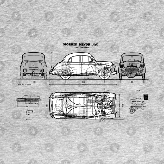 MORRIS MINOR - blueprint brochure cutaway by Throwback Motors